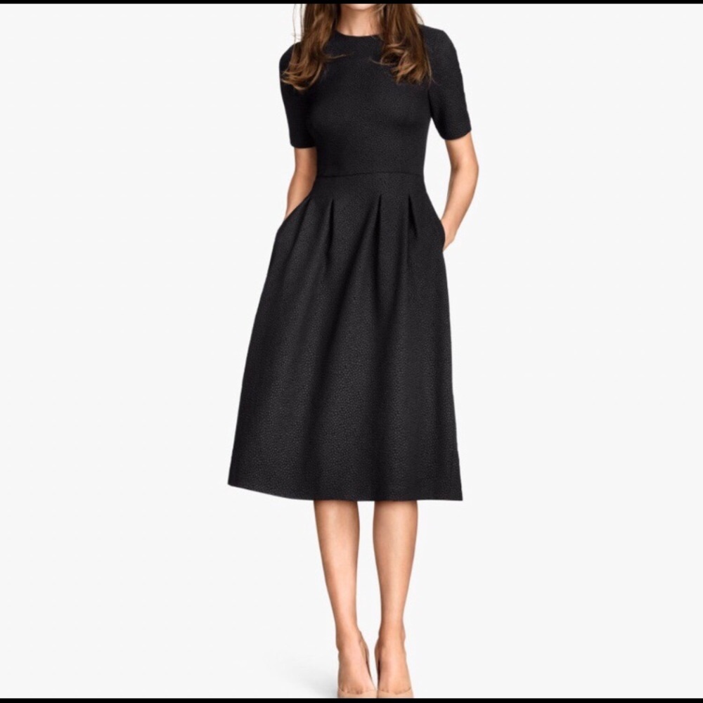 H&M Black Textured Dress size 12